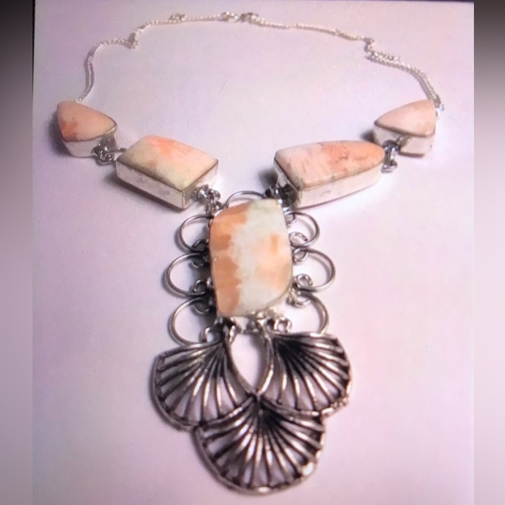 Scolecite Stamped 925 Sterling Silver Necklace